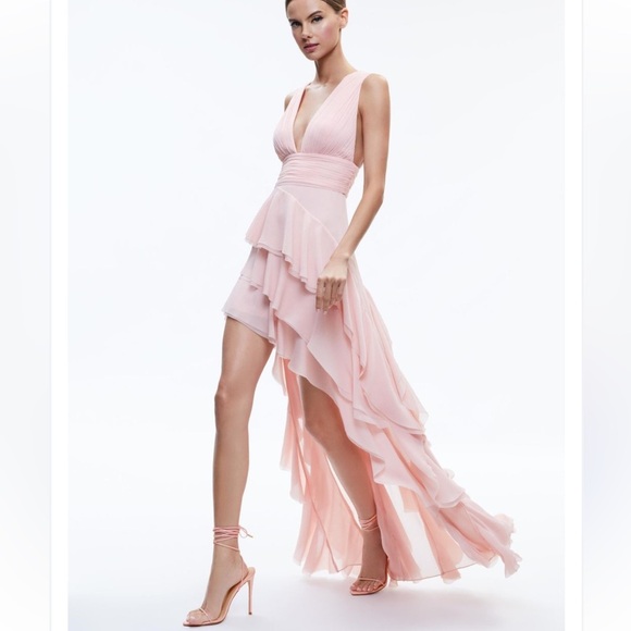 Alice + Olivia Dresses & Skirts - Alice + Olivia Holly ruffled dress high low Blush Pink gown maxi party Revolve 2
